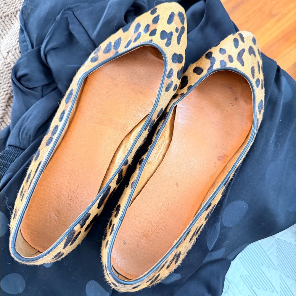 Madewell Leopard-Print Horsehair Ballet Flats in Tan and Black